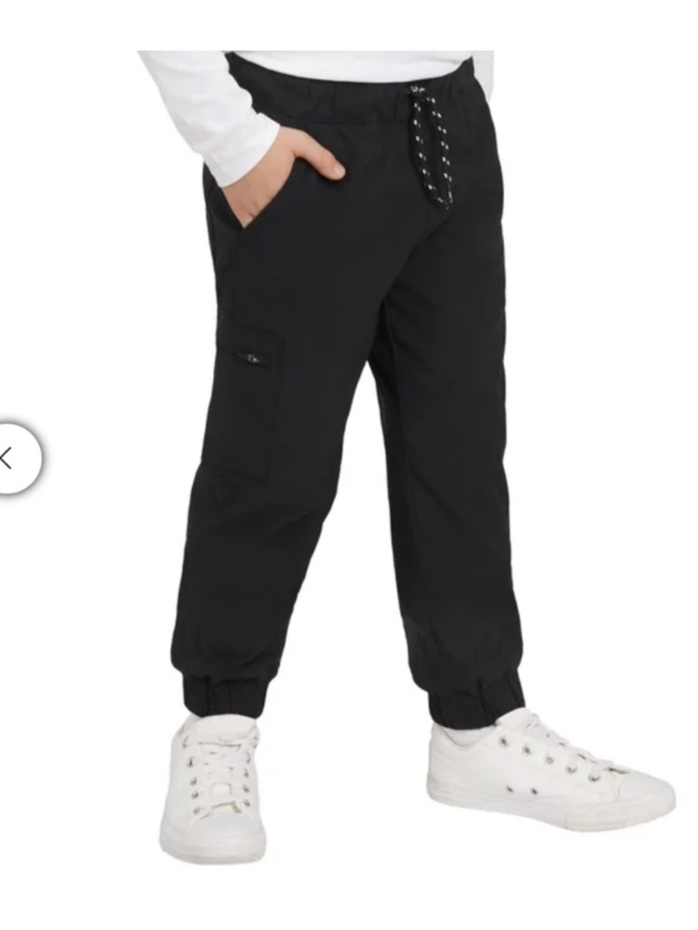 Weatherproof Kids Black Cargo Jogger Pants with Drawstring